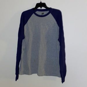 Grey and navy quarter length sleeve shirt